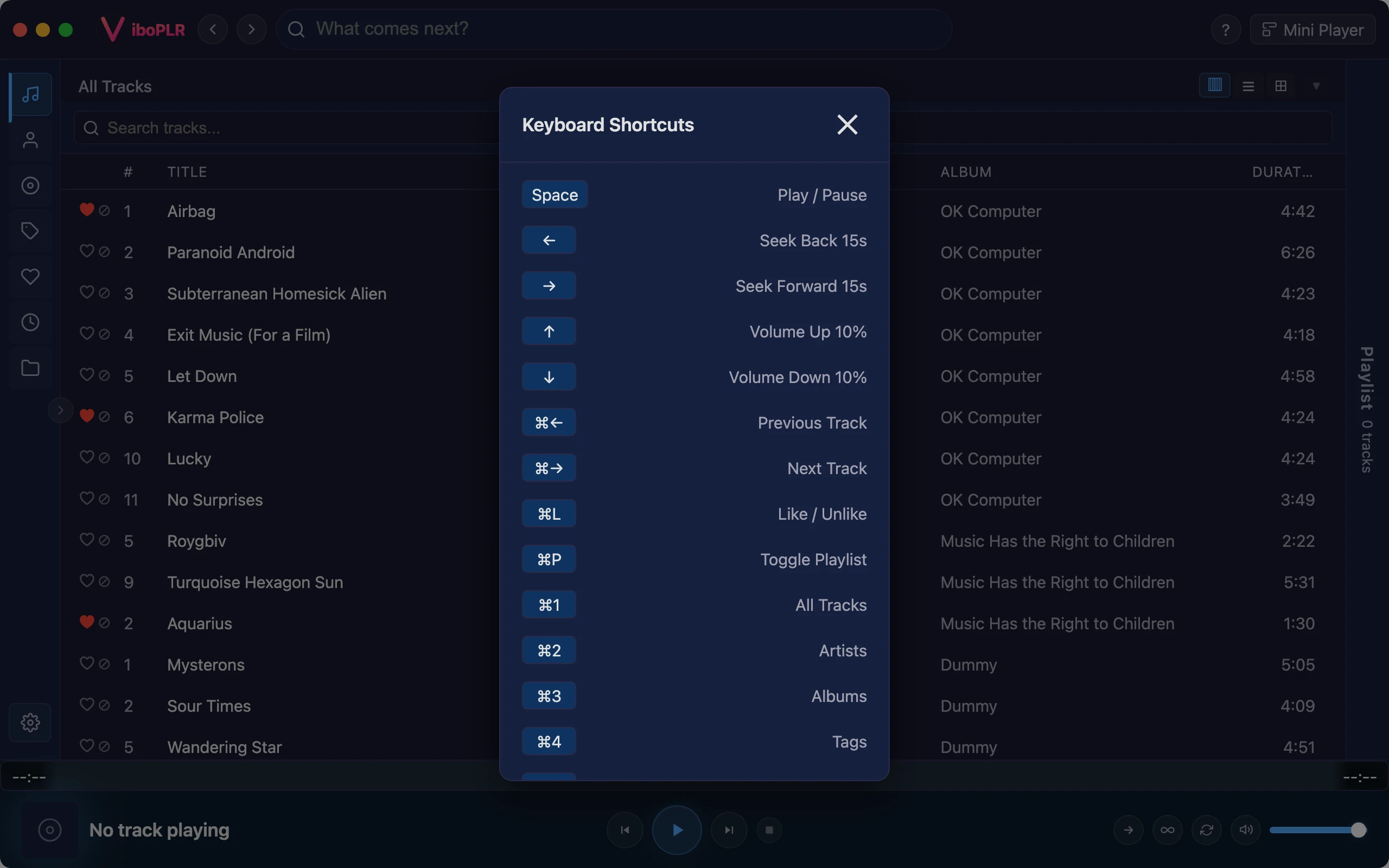 Viboplr keyboard shortcuts overlay